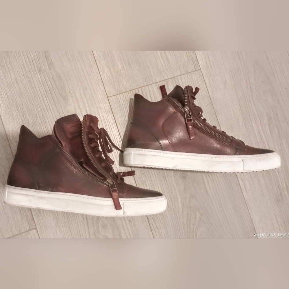 ITALIAN MADE LEATHER LACE UP & ZIPPERED BOOTS, BY UNTAMED STREET SIZE 8